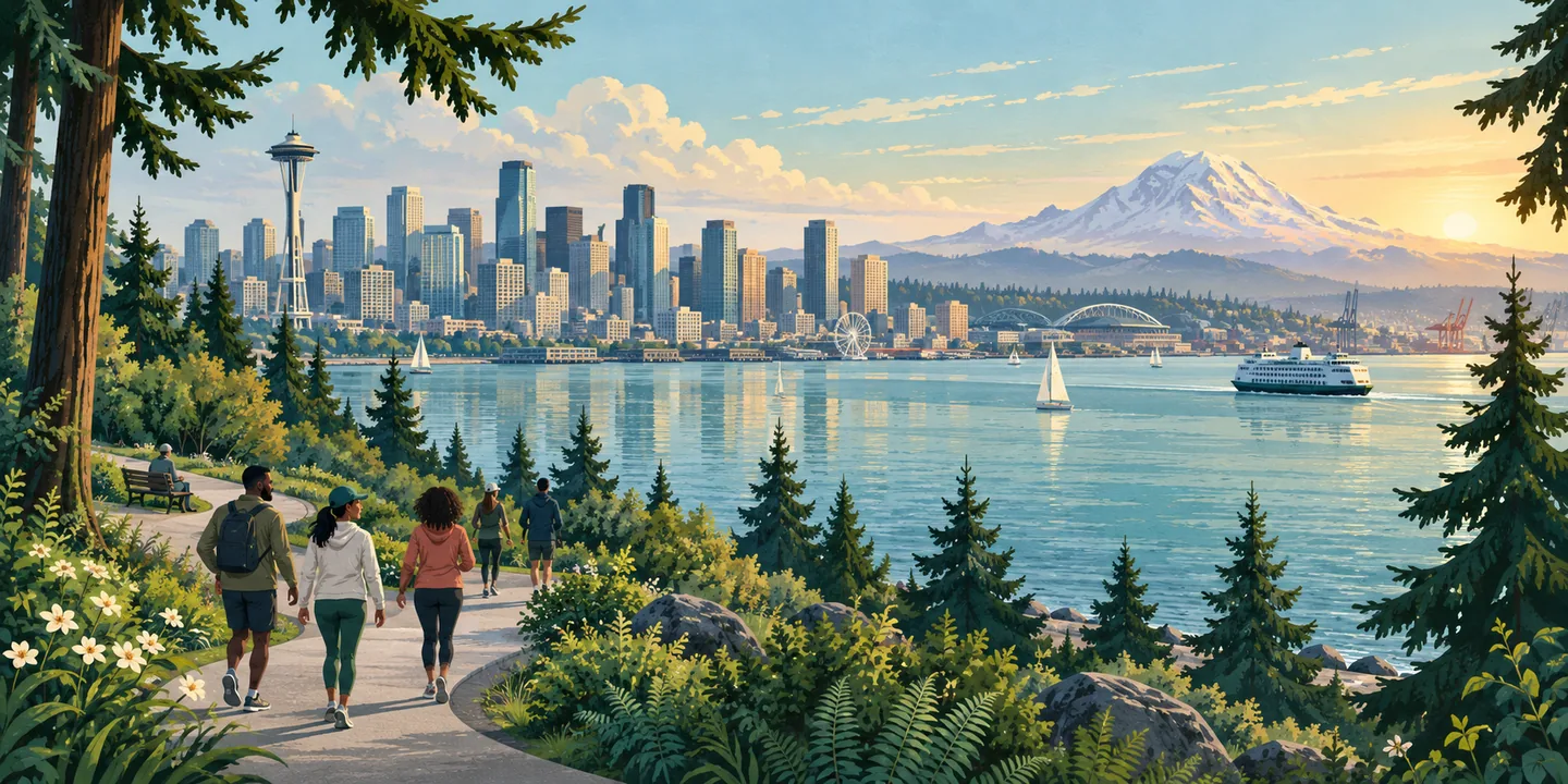 Illustrated view of Seattle